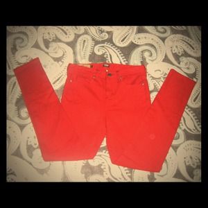 TRADED !Dark red skinny jeans! Tribal denim new!