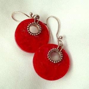 Retro marble red earrings