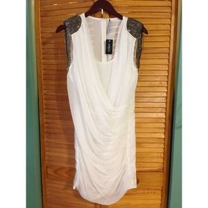 White dress with shoulder beading