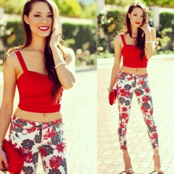 Bebe flower denim skinny jeans 26.