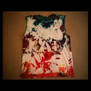 "Rad" Sleevless Tie dye shirt.