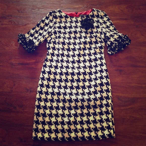 Checkered black and white knit dress