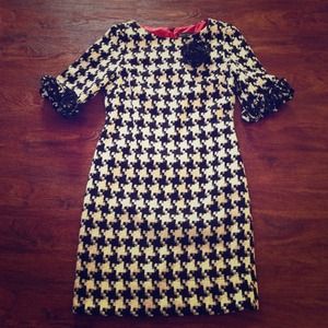 Checkered black and white knit dress