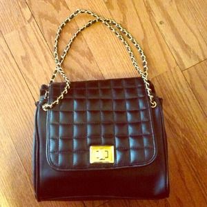 Quilted leather flap purse