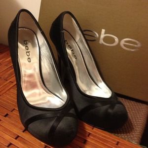 Bebe black silk shoes