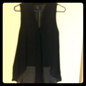 Black Sheer button down high low tank