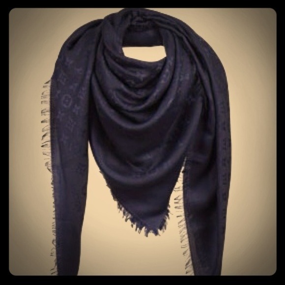 Monogram cashmere  black scarf