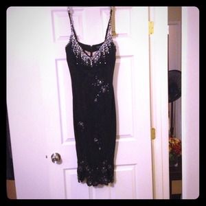 Julian Joyce by Mandalay black hand beaded dress.