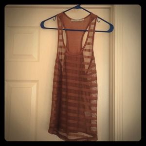 Brown see through razor back tank