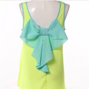 Yellow & Aqua Bow Back Top
