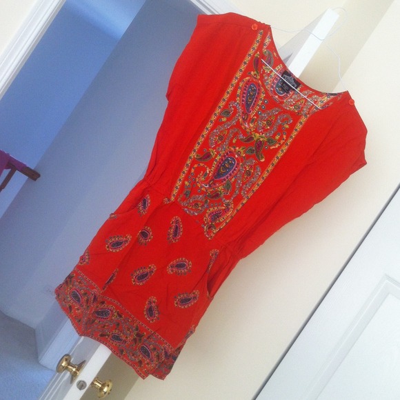 🎉HOST PICK 7/5🎉Coral/ orange paisley dress. - Picture 2 of 3