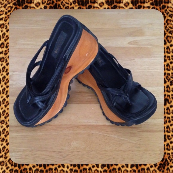 Black, Strappy, Platform Sandals by Soda