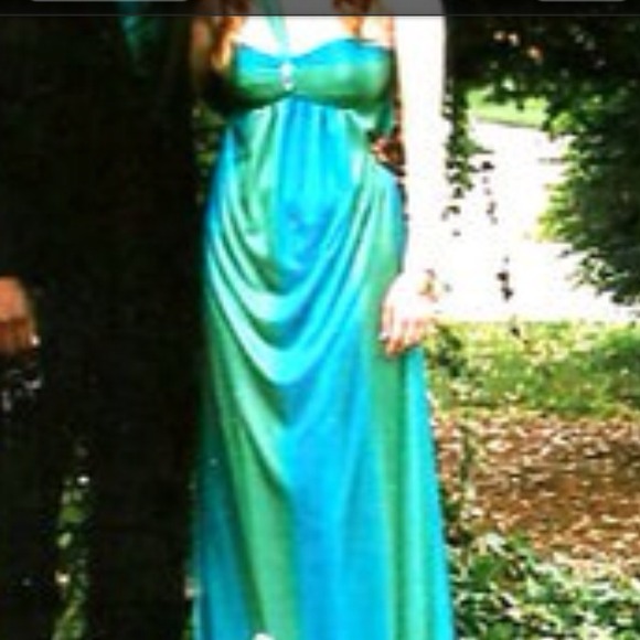 Blue and green prom dress