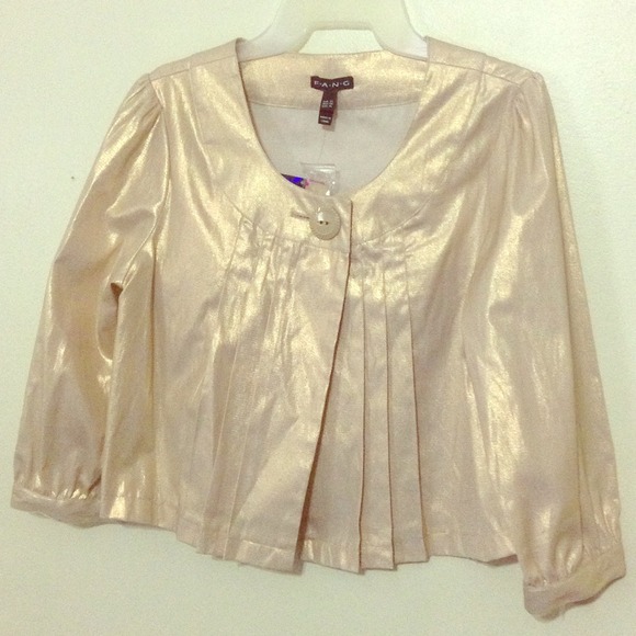 off Gold one button jacket by Fang. **NEW**