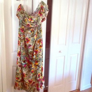 Torrid Hawaiian Florals Strapless Maxi Dress