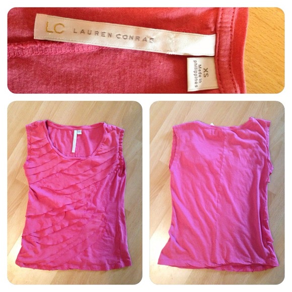 🚫Sold🚫Lauren Conrad tank sz XS. Pink w/ ruffles! - Picture 2 of 3