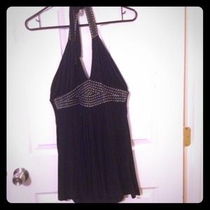 REDUCED Soul Revival black leather trim halter top