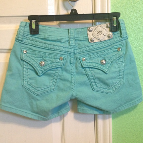 Turquoise Miss Me shorts - Picture 2 of 4