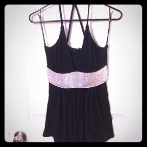REDUCED SKY black halter with rhinestones bodice