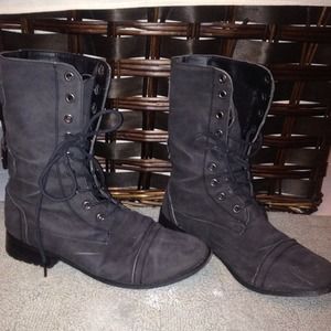 black combat boots and rain boots bundle:)