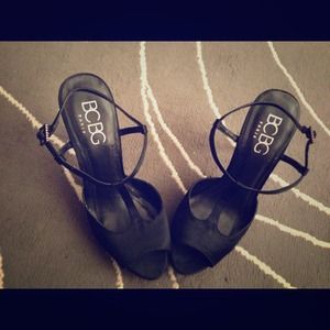 BCBG Paris- Black Satin Heels