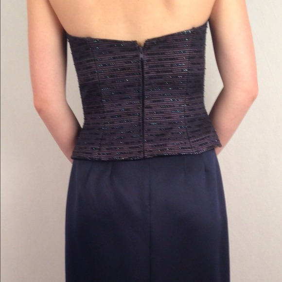 Navy Evening Skirt & Strapless Beaded Top - Picture 2 of 4