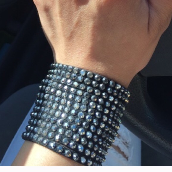 Black bracelet with rhinestone