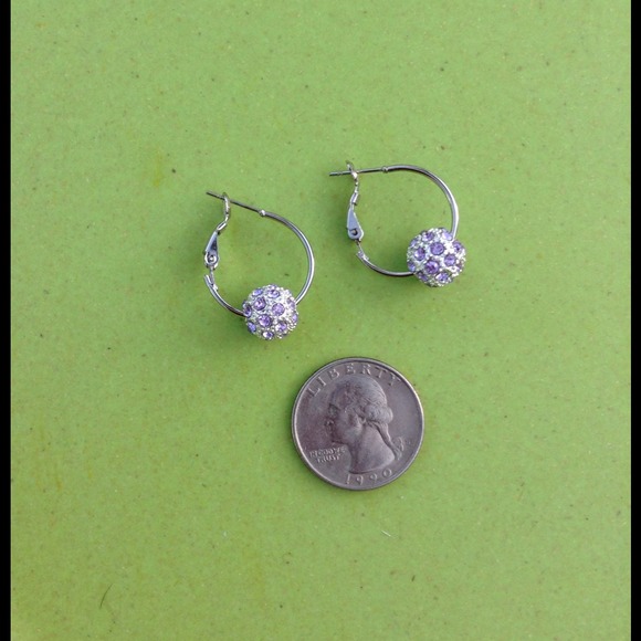 πHOST PICKπ Lavender Crystal Ball Hoop Earrings - Picture 2 of 2