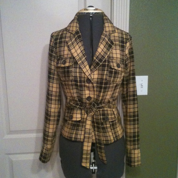 Better B Jackets & Blazers - Yellow/Brown Plaid Jacket