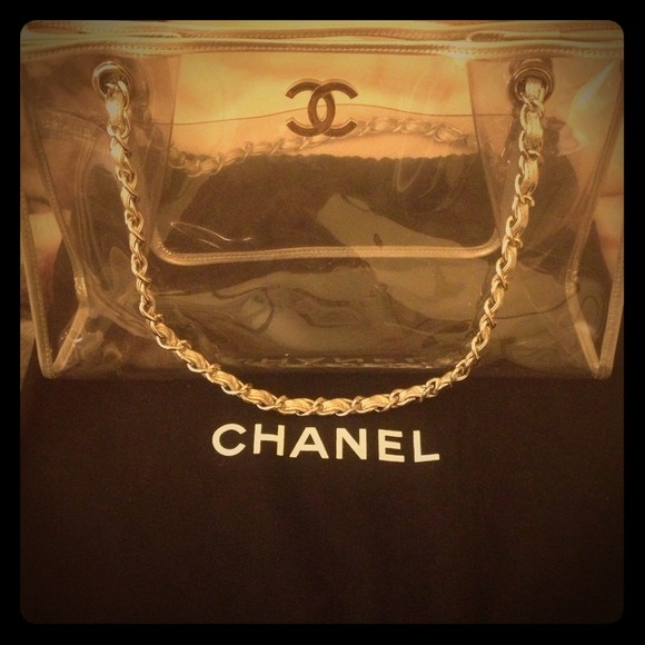 **Reserved**Authentic CHANEL Clear Vinyl CC Tote