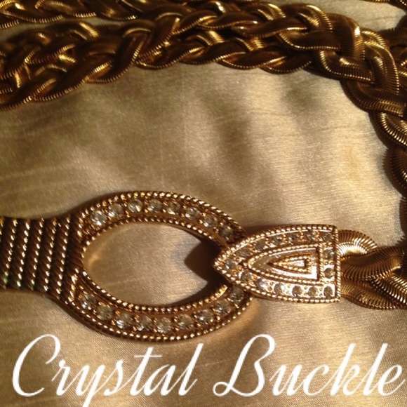 SOLD IN BUNDLE Gold and crystal braided belt - Picture 3 of 4