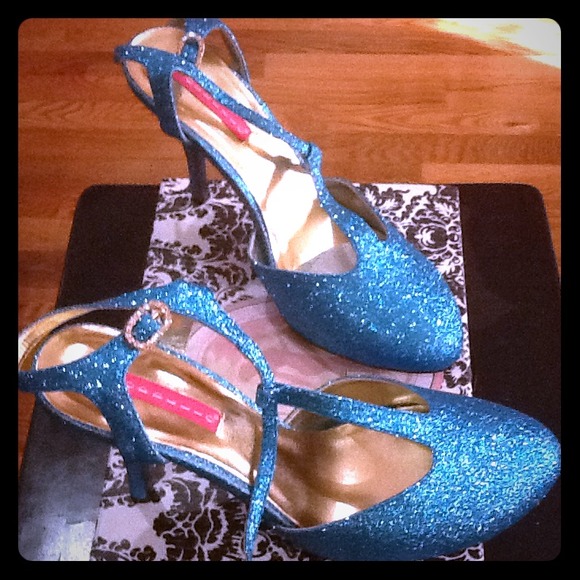 MARKED DOWN!!! Bordello Turqoise Glitter Shoes