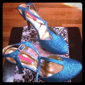 MARKED DOWN!!! Bordello Turqoise Glitter Shoes