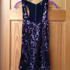 Black Sequin Racerback Tank