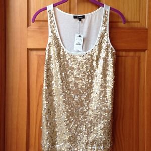 Cream and Gold Sequin Top
