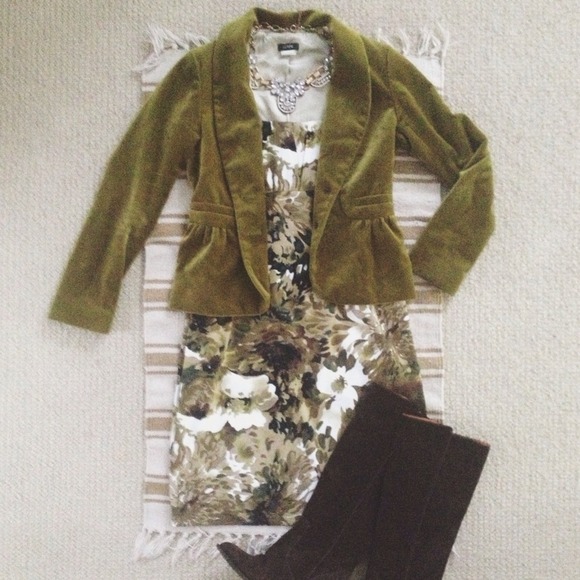 SOLD - Watercolor Patterned Olive Dress
