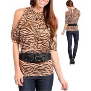 Brown animal print top