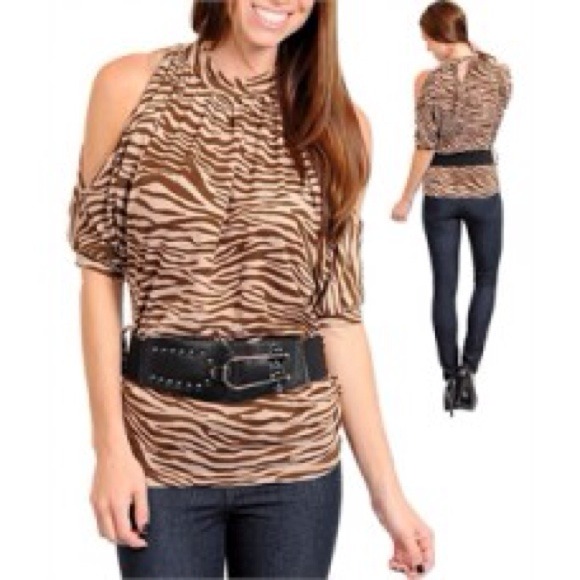 Brown animal print top