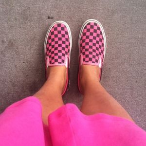 Pink and black Name Brand VANS