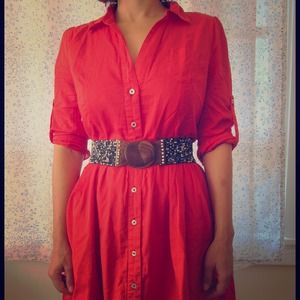 SOLD Reddish orange Anthropologie shirt dress
