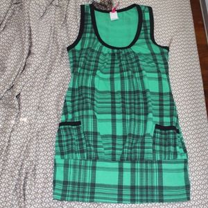 Green & Black Plaid printed sleeveless top