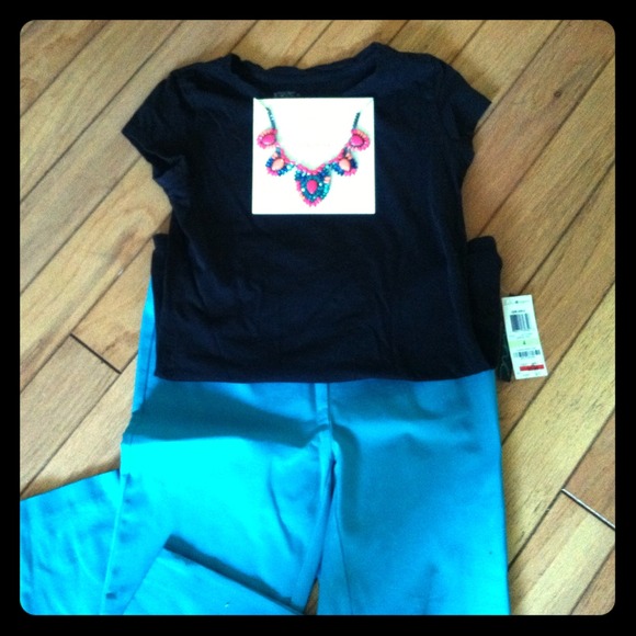 Teal Stretch Crop Pants