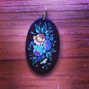 Pendant hand painted on wood