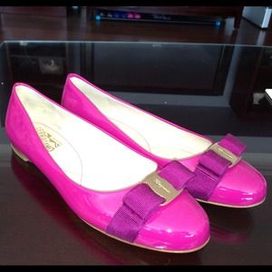 Ferragamo pink patent flats - never worn! Sale!