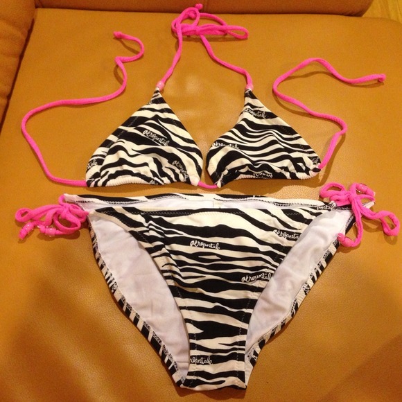Aeropostale swimsuit bikini set size M zebra/pink