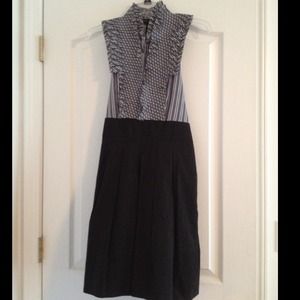 BCBG Max Azria Black & Blue Ruffle Dress- Like New