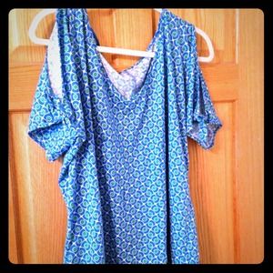 Women's cotton slit-sleeve blouse