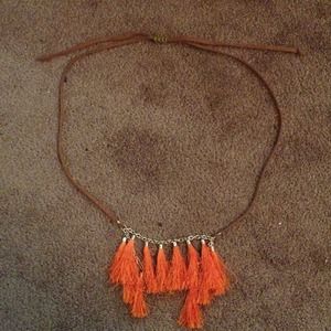 Double-Layer Orange Fringe Necklace