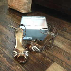 Multi tone bronze and cream heels