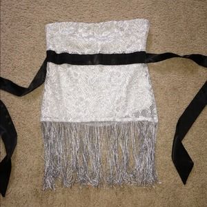 Gorgeous vintage lace fringe strapless top